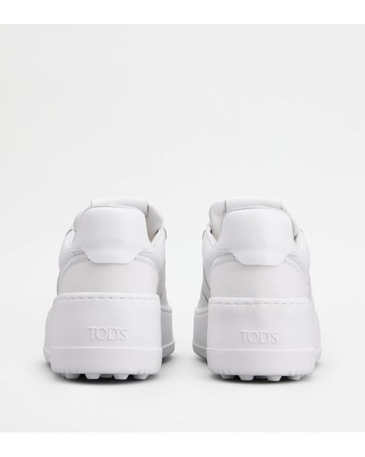 Tod's White Round-Toe Lace-Up Sneakers