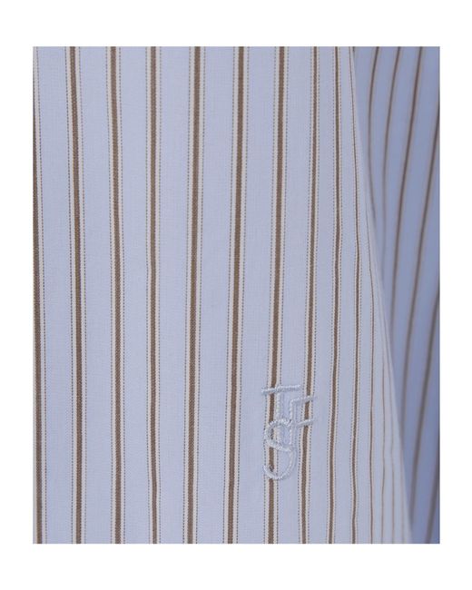 Frankie Shop Blue Striped Padded-Shoulder Shirt