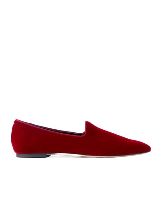 Aeyde Red Solid Velvet Loafers