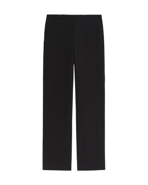Reformation Black Vida Straight-Leg Crepe Trousers