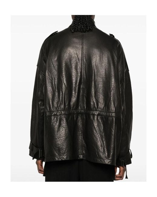 Giorgio Brato Black Long-Sleeve Leather Jacket