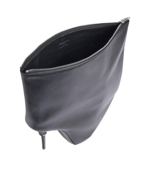 Balenciaga Black Calfskin Wader Clutch Bag