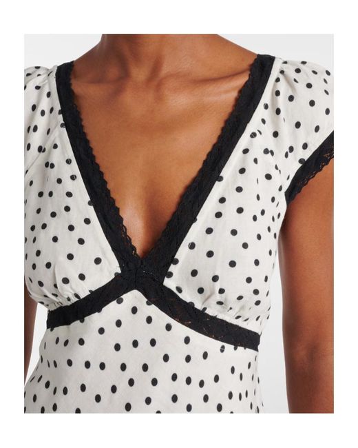 Rixo White Iggy Polka-Dot Linen-Blend Maxi Dress