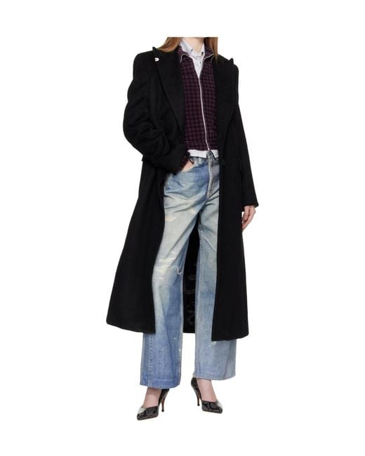 Our Legacy Black Long-Sleeved Wool Blend Coat