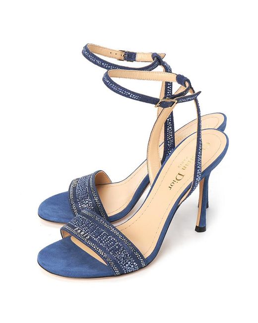 Dior Blue Decorated High-Heeled Sandals