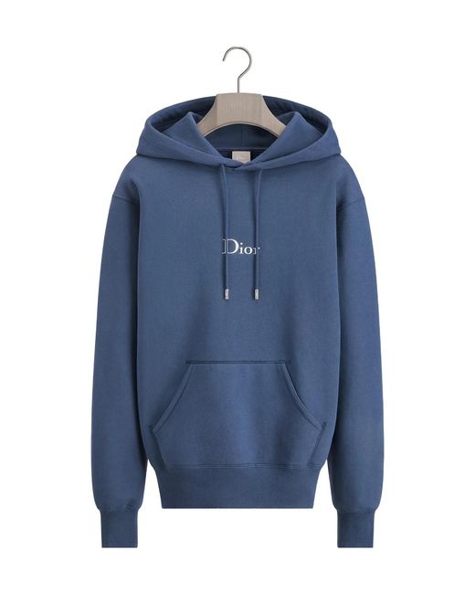 Dior Blue Homme Logo Embroidered Hoodie for men