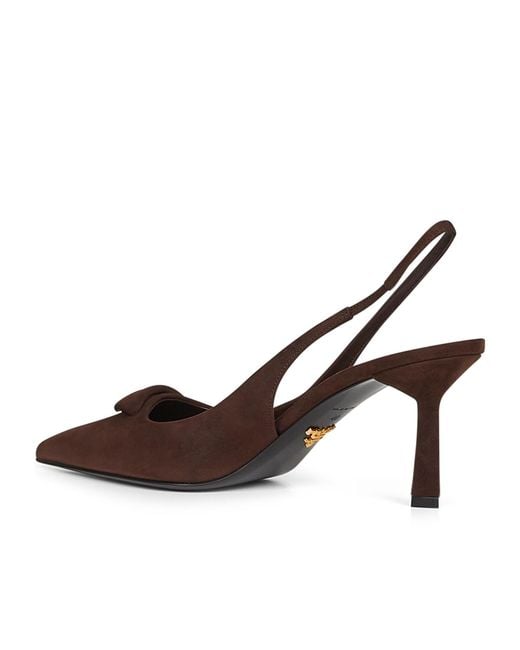 Prada Brown Slingback Suede Heeled Pumps