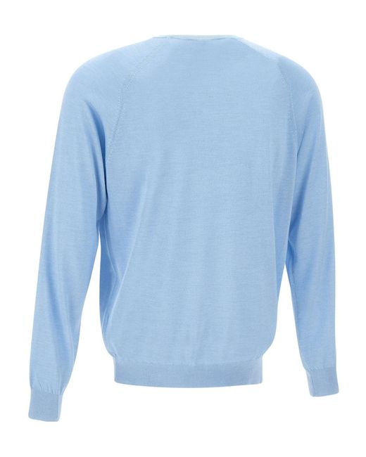 Kangra Cashmere Blue Kangra Crew Neck Knitwear for men