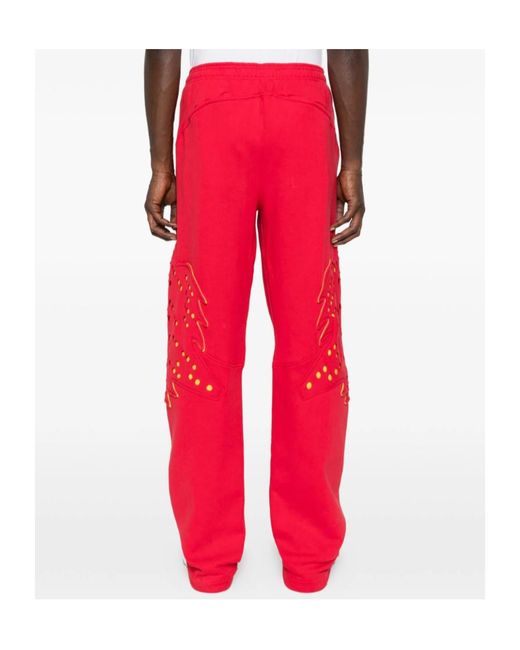 Kiko Kostadinov Red X Fox Lab Perforated Fleece Jogger for men