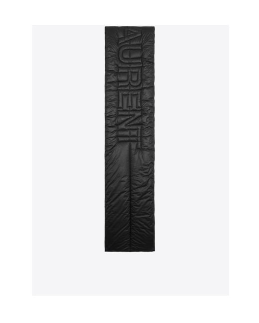 Saint Laurent Black Logo Patch Quilted Scarf