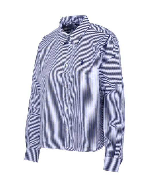 Polo Ralph Lauren Blue Pony Embroidered Striped Shirt