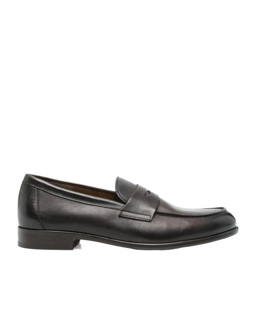 Doucal's Black Round Toe Loafers for men