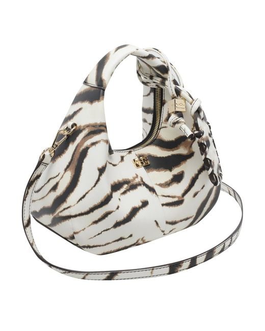 Ganni Metallic Mini Zebra Hobo Shoulder Bag
