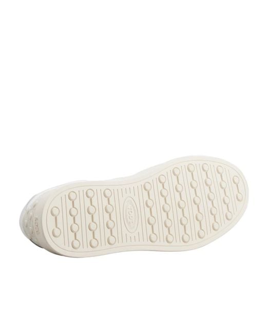 Tod's White Logo Printed Low-Top Sneakers for men