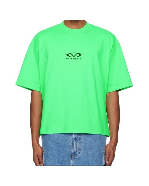Vetements Green Oval Logo Printed Crewneck T-Shirt for men