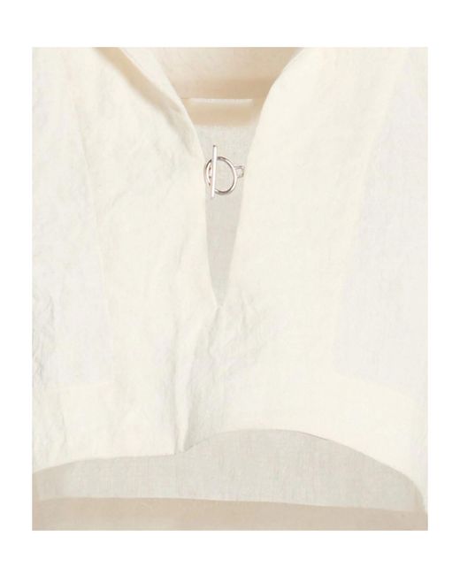 Jacquemus White Solid Cropped Top