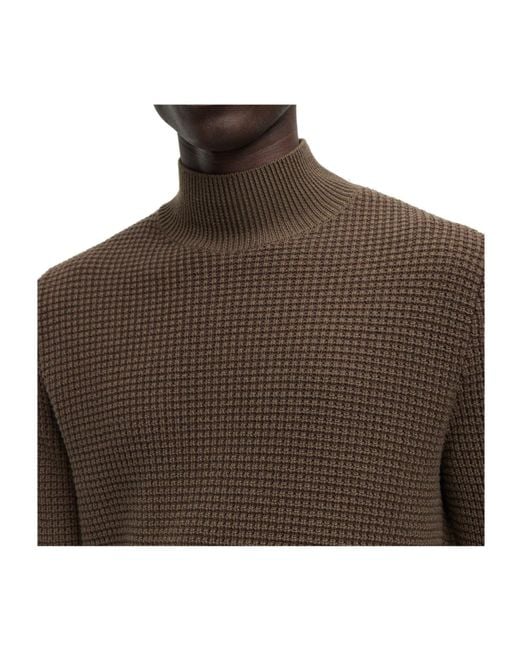 Boss Brown Mock Neck Long-Sleeve Knit Sweater for men
