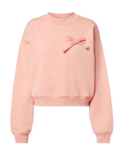 Patou Pink Bow-Detail Cotton Jersey Sweatshirt