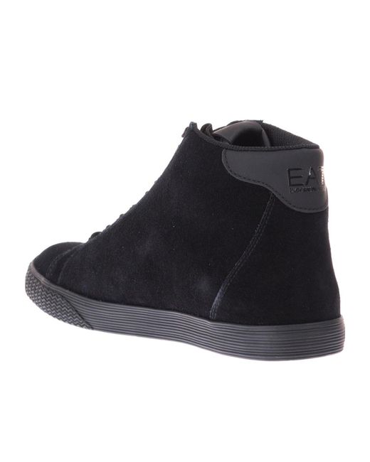 EA7 Blue Lace-Up High-Top Sneakers for men