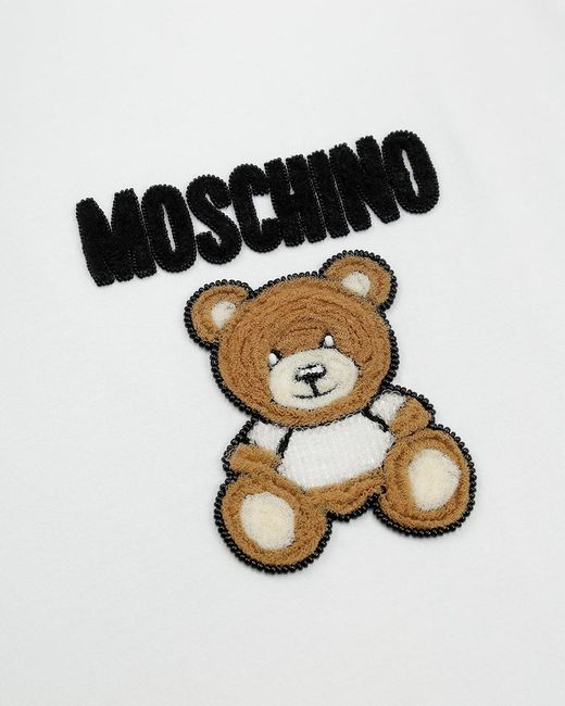 Moschino White Teddy Bear Beaded T-Shirt Dress