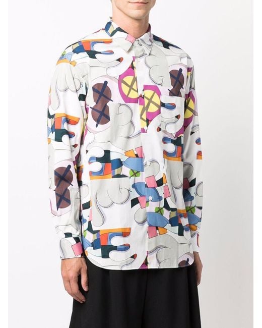 Comme des Garçons White Cartoon-Print Long-Sleeved Shirt for men