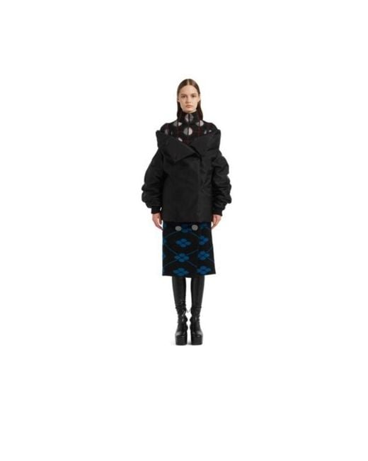Prada Black Off-Shoulder Padded Re-Nylon Jacket