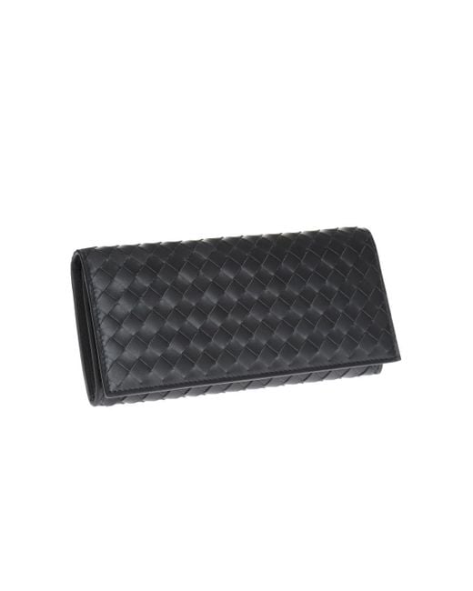 Bottega Veneta Gray Dark Intrecciato Pattern Wallet for men