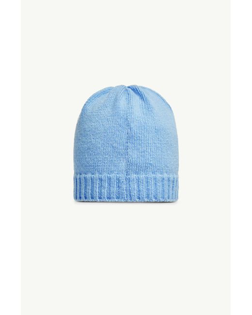 Moncler Blue Embroidered Logo Wool Cashmere Beanie
