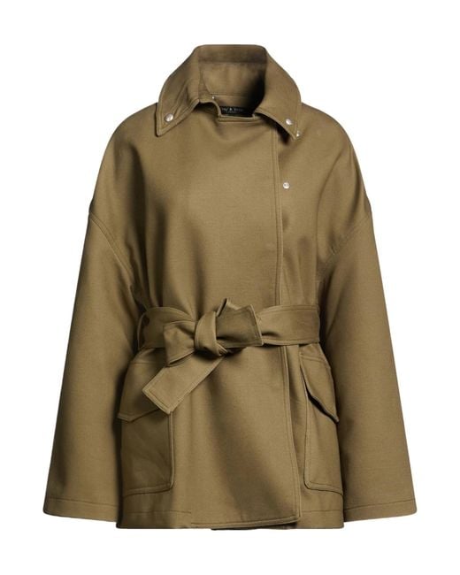 Rag & Bone Green Plain Color Long Sleeve Belted Trench Coat