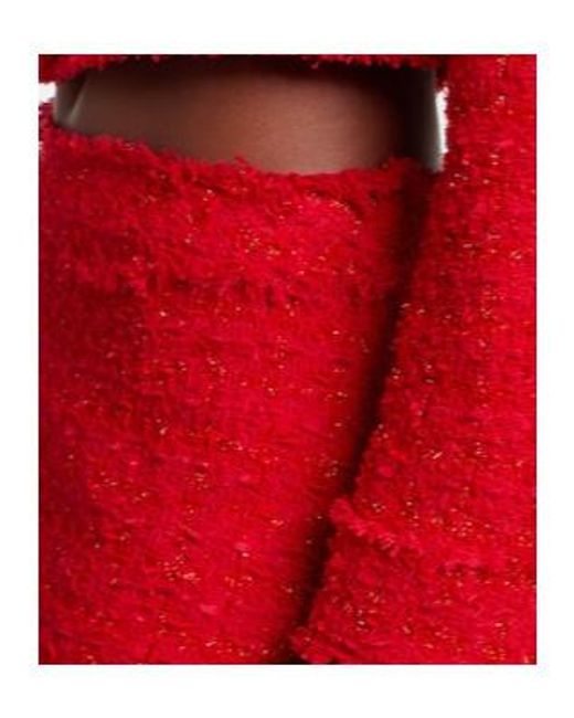 Dolce & Gabbana Red Cropped Cotton-Blend Tweed Jacket
