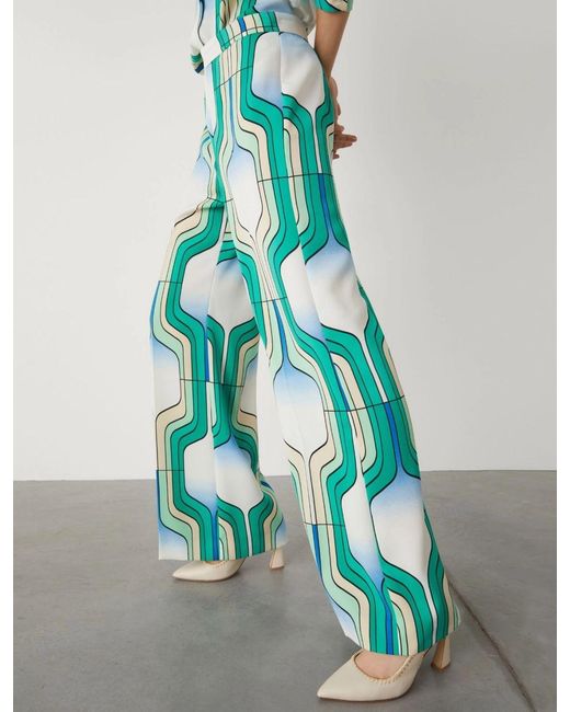 Marella Green Patterned Casual Pants