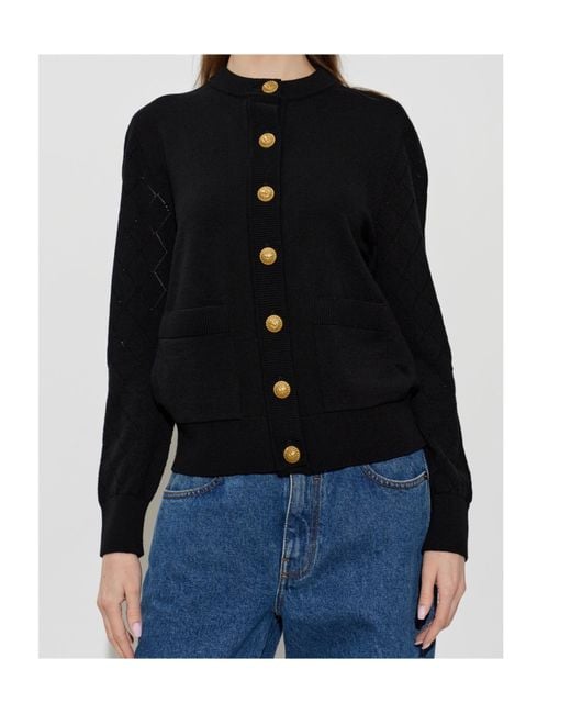 Balmain Black Buttoned Pocket Cardigan