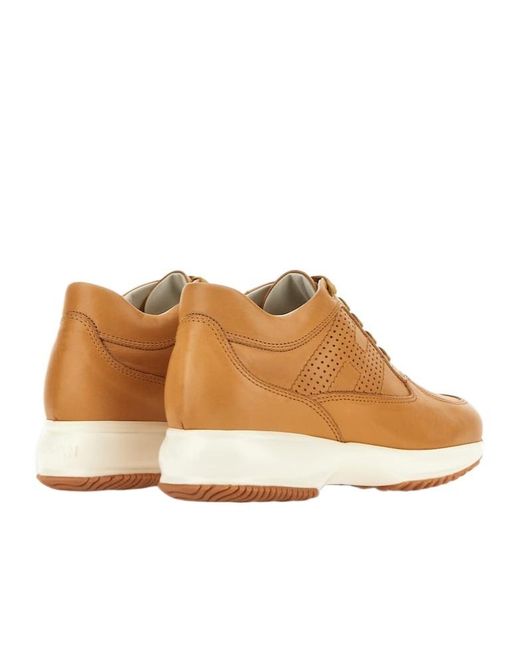Hogan Brown Interactive Lace-Up Sneakers