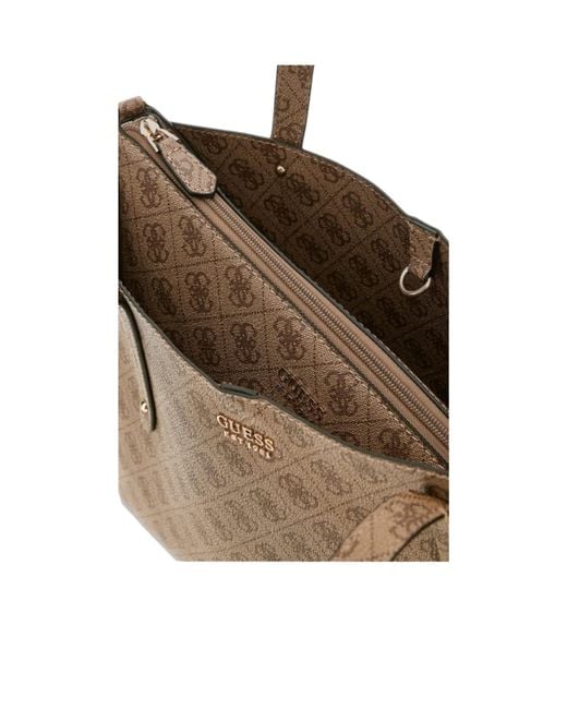 Guess Brown Monogram-Pattern Tote Bag