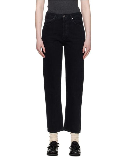 Agolde Black 90's Pinch Waist Cropped Leg Jeans