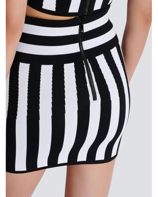 Balmain Black Figure-Hugging Knitted Mini Skirt