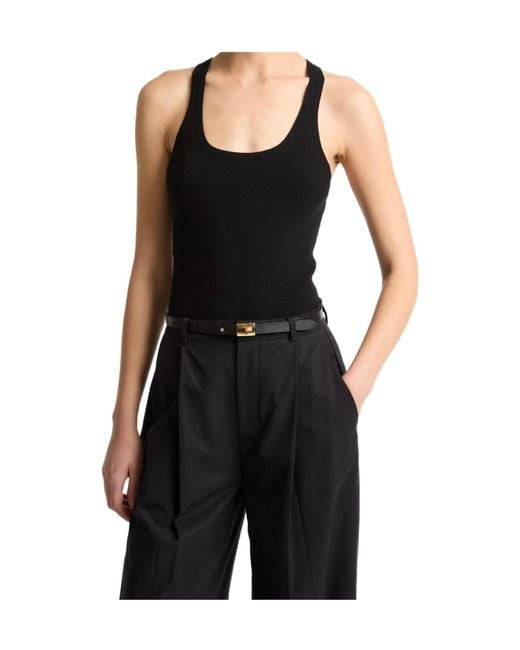 Vince Black Milano-Stitch Scoop-Neck Sweater Tank