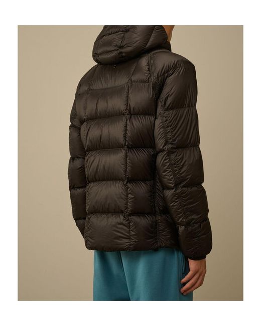 C P Company Black Lightweight Matte Micro-Ripstop Down Jacket With Adjustable Hood for men