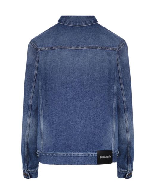 Palm Angels Blue Long Sleeved Track Jacket for men