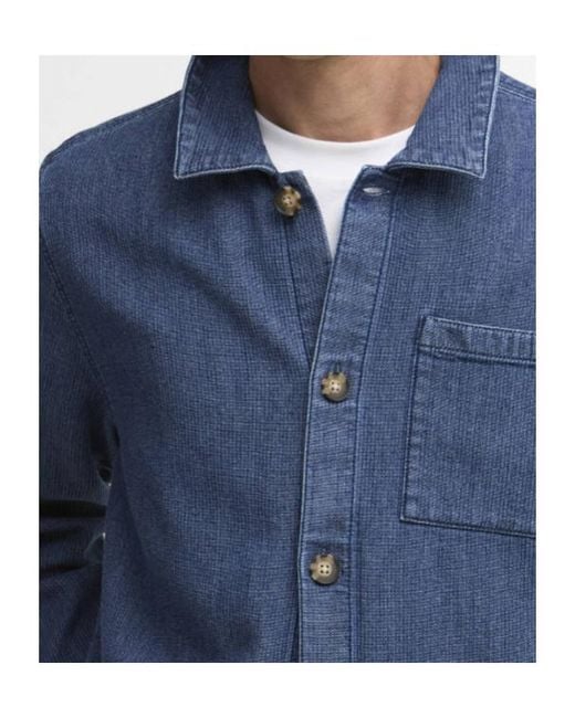 Barbour Blue Aickmen Textured Denim Overshirt for men