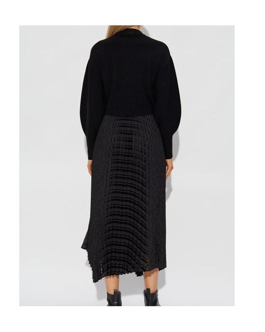 AllSaints Black Sinead Pleated Midi Dress