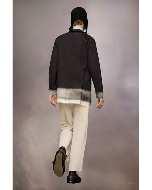 Maison Margiela Black Pinstriped Button-Up Blazer for men