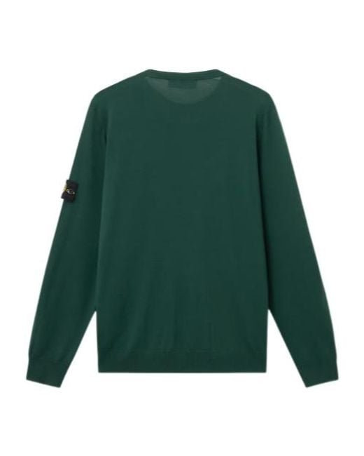 Stone Island Green Logo Patch Crewneck Jumper for men