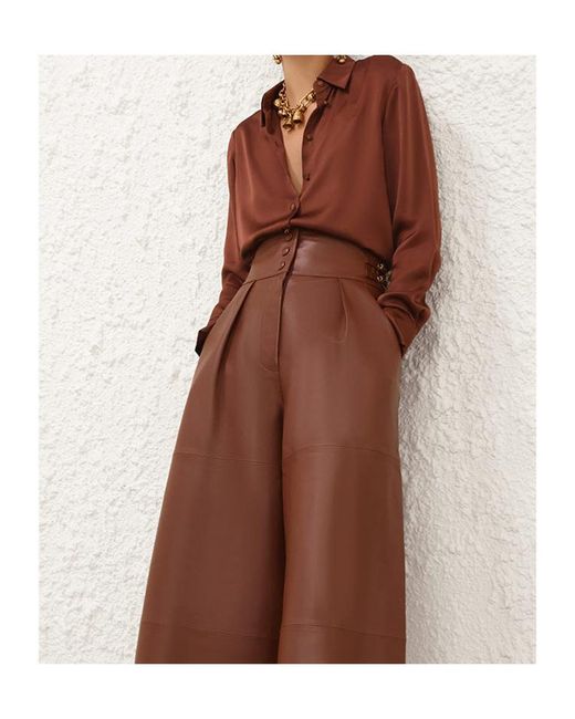 Zimmermann Brown Hypnotic Satin Shirt