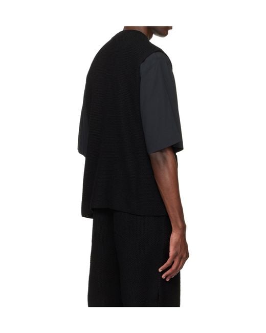 Homme Plissé Issey Miyake Black Crew Neck Knitted Vest for men