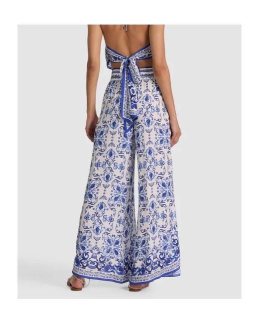 Alice + Olivia Blue Larissa Open Pleat Pant