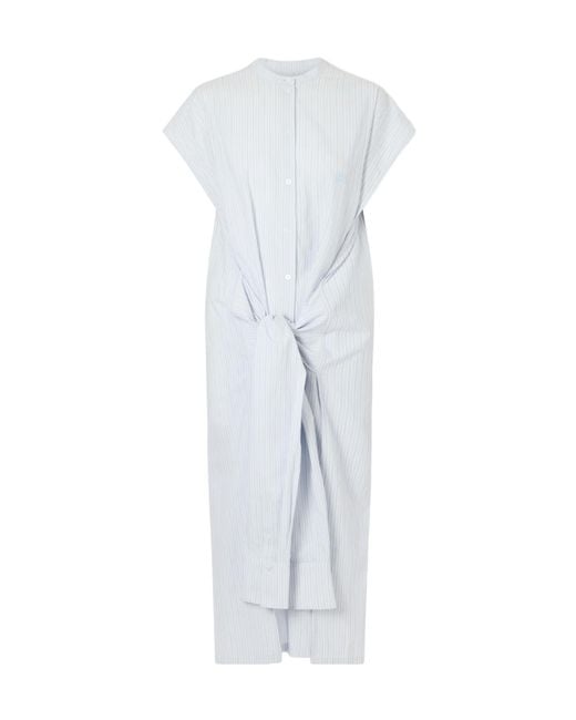 Totême White Twist-Front Striped Cotton-Poplin Maxi Shirt Dress