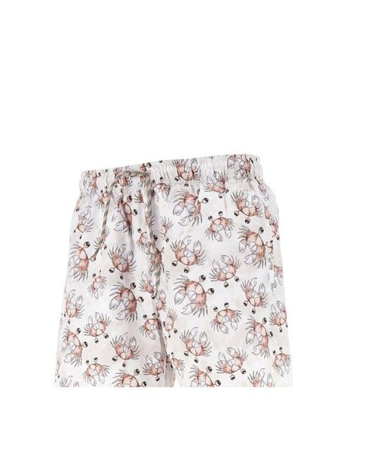 Emporio Armani White Crab Print Swim Shorts for men