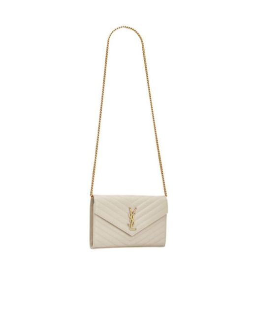 Saint Laurent White Classic Cassandre Chain Wallet