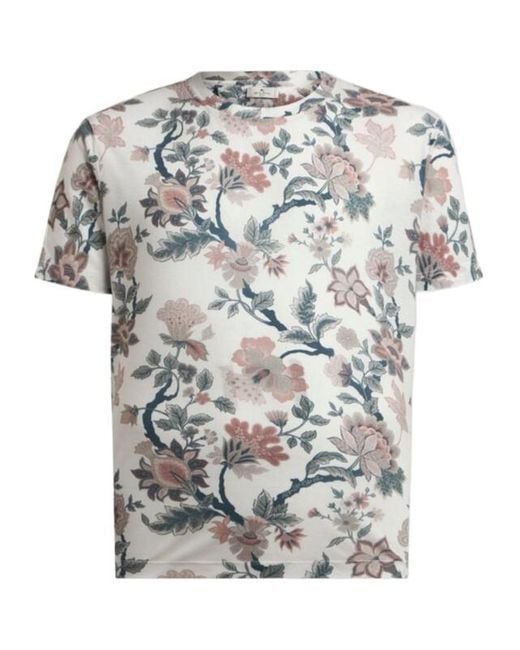 Etro White T-Shirt With Floral Print for men